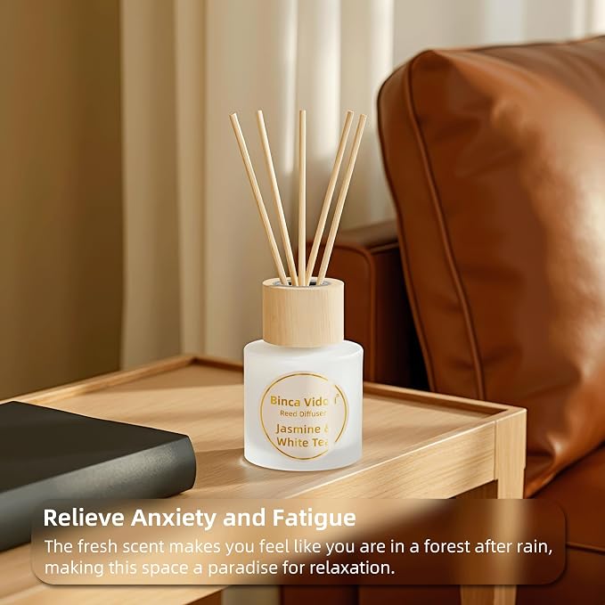 Reed Diffuser Set of 3, Lavender, Jasmine & White Tea, Sage & Sea Salt Natural Scent Oil Diffusers with Sticks for Home