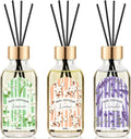 Reed Diffuser Set of 3 - Linen Lavender Jasmine Oil Diffuser with 15 Sticks, Reed Diffusers for Home Bathroom Shelf Air