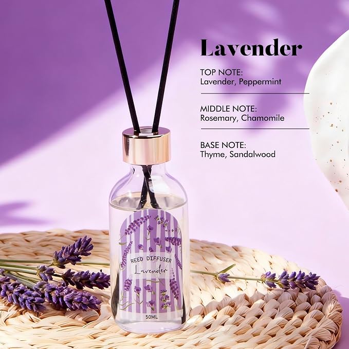 Reed Diffuser Set of 3 - Linen Lavender Jasmine Oil Diffuser with 15 Sticks, Reed Diffusers for Home Bathroom Shelf Air
