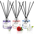 Reed Diffuser Set of 3 Pack,50ML Lavender Rose Gardenia Scented Oil Diffuser with 5 Sticks,Home Fragrance Reed Diffuser for