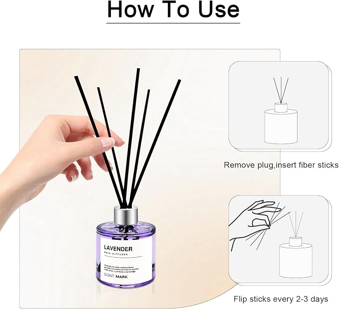 Reed Diffuser Set of 3 Pack,50ML Lavender Rose Gardenia Scented Oil Diffuser with 5 Sticks,Home Fragrance Reed Diffuser for
