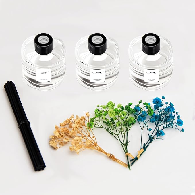 Reed Diffuser Set of 3 Pack,Cashmere Vanilla/Sea Salt&Sage/Ocean Breeze Scented Oil Diffuser with Sticks(1.7 fl oz Each