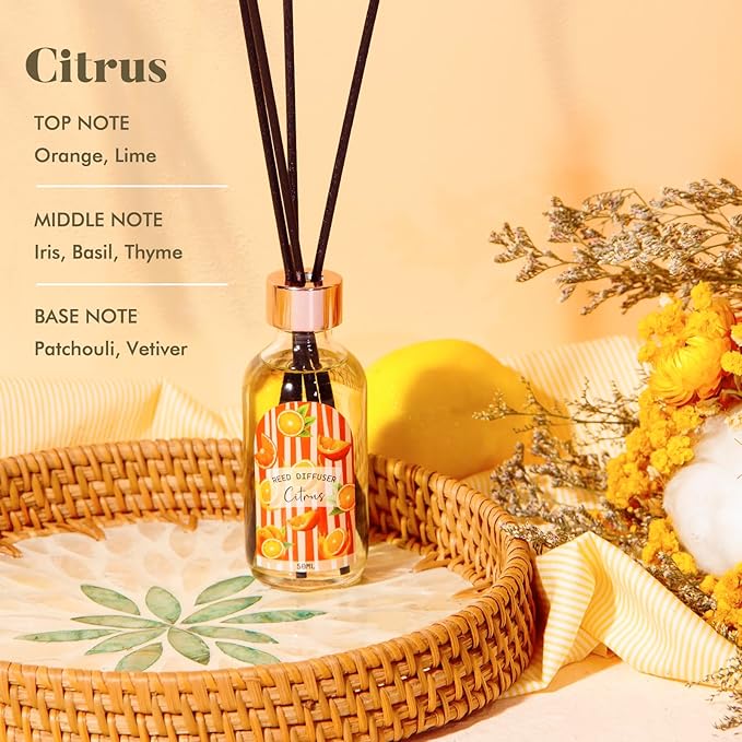 Reed Diffuser Set of 3 Pack, Linen Vanilla Citrus Scented Oil Diffuser with 15 Sticks, Reed Diffusers for Home, Bathroom Air