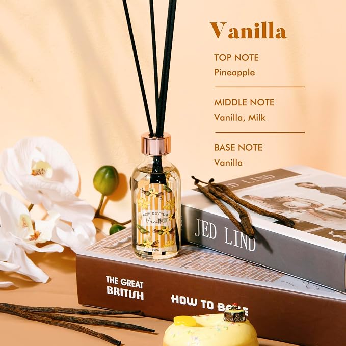 Reed Diffuser Set of 3 Pack, Linen Vanilla Citrus Scented Oil Diffuser with 15 Sticks, Reed Diffusers for Home, Bathroom Air