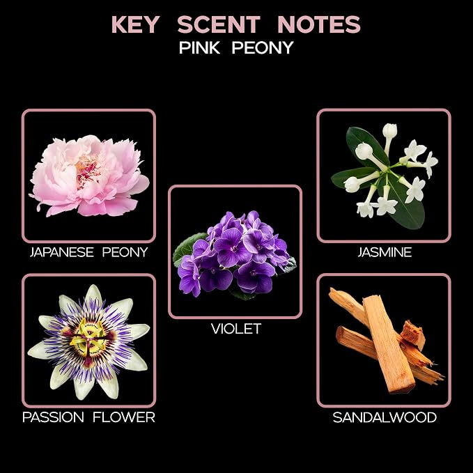 Reed Diffuser Set, Pink Peony Scented Oil Diffuser with Sticks, Home Fragrance Accessories for Bathroom Shelf Decor