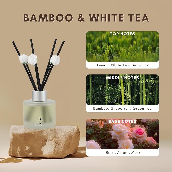 Reed Diffuser Set Real Flower Scented, Reed diffusers for Home, Home Fragrance Diffuser with 7 Reed Sticks for Room/Bathroom
