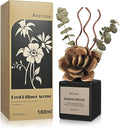 Reed Diffuser Set, Sandalwood & Cedarwood Scented Oil with Dried Flowers, 6.09 Fl Oz(180ml) Long Lasting Air Freshener with