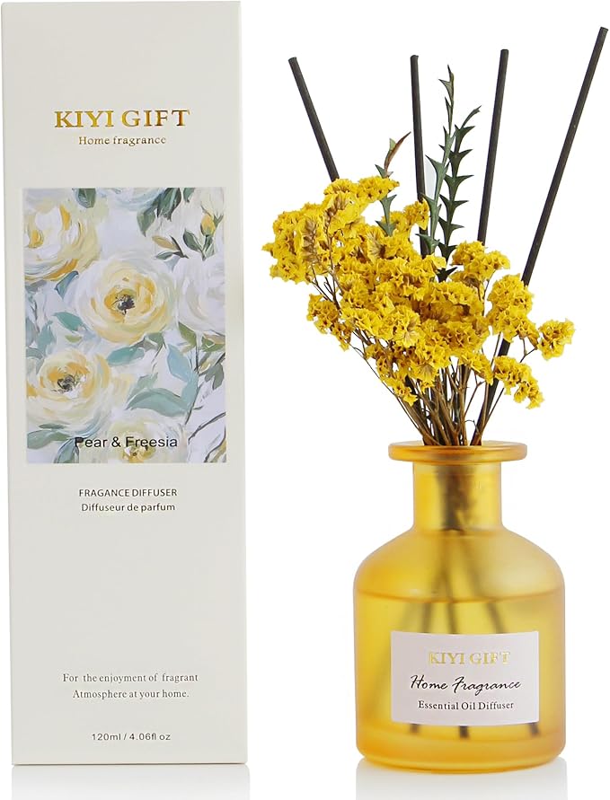 Reed Diffuser Set –Scented Diffuser with Sticks, Home Fragrance for Bathroom & Shelf Decor, 4.06oz Pear Freesia, product
