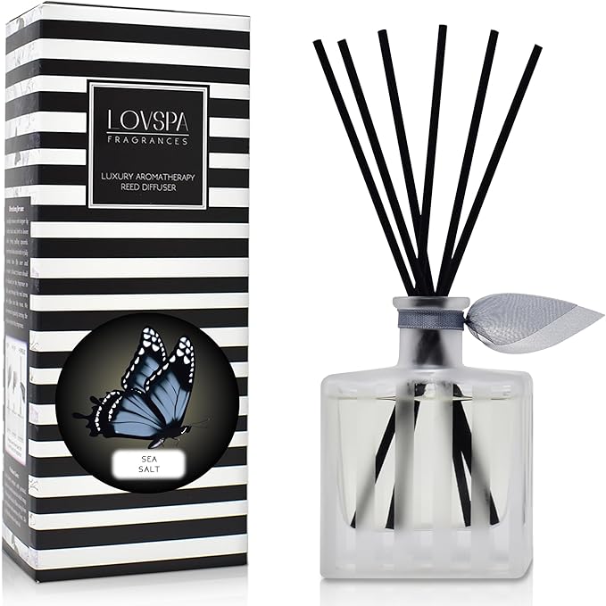 Reed Diffuser Set, Sea Salt Scented Oil Diffuser with Sticks, Home Fragrance Accessories for Bathroom Shelf Decor, product