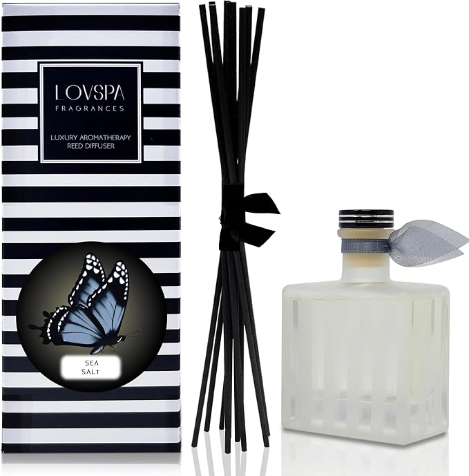 Reed Diffuser Set, Sea Salt Scented Oil Diffuser with Sticks, Home Fragrance Accessories for Bathroom Shelf Decor, alternate