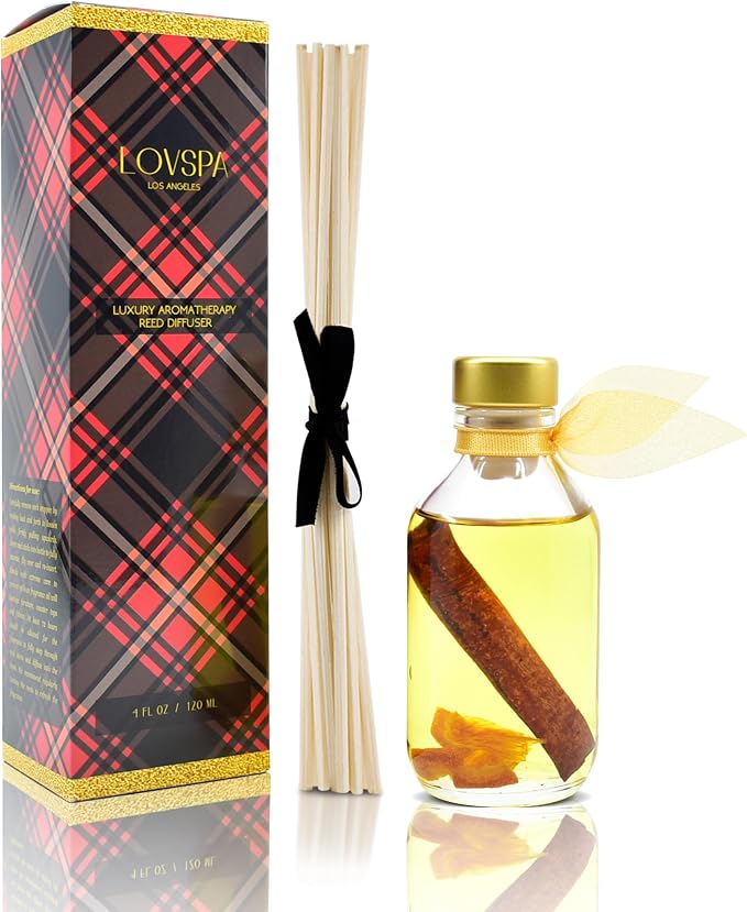 Reed Diffuser Set, Spiced Pomander Orange Cinnamon Scented Oil Diffuser with Sticks, alternate product view 2
