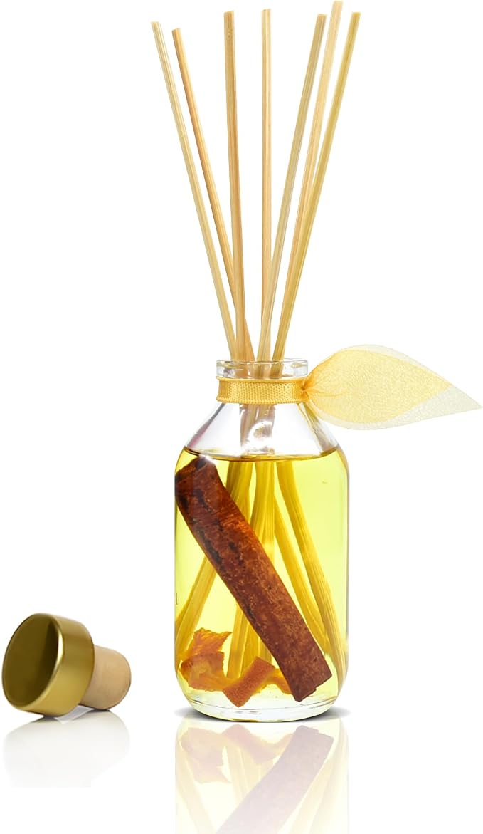Reed Diffuser Set, Spiced Pomander Orange Cinnamon Scented Oil Diffuser with Sticks, alternate product view 3