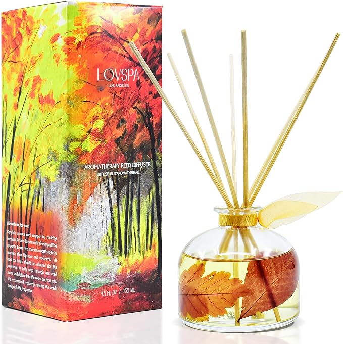 Reed Diffuser Set, Sugar & Spice Scented Oil Diffuser with Sticks, Home Fragrance Accessories for Bathroom Shelf Decor
