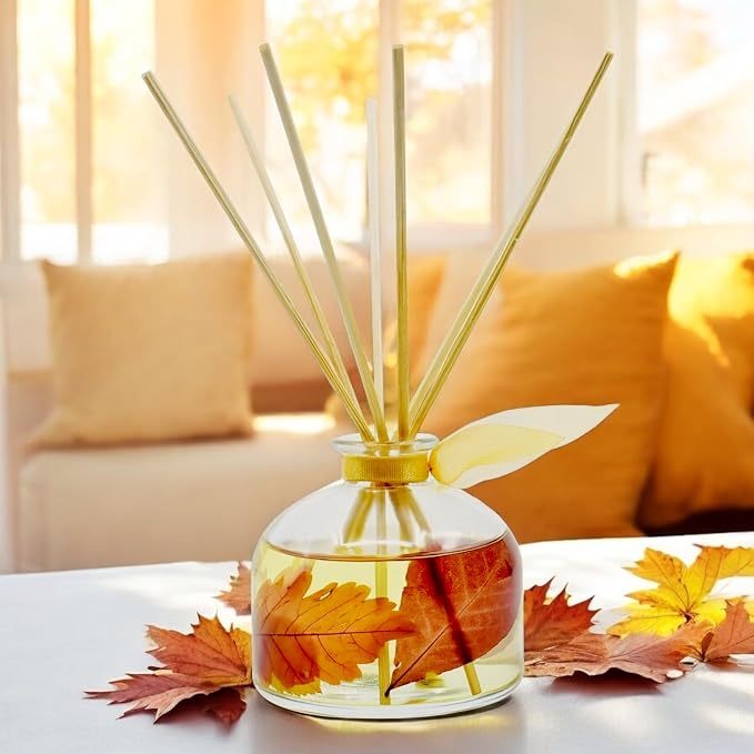 Reed Diffuser Set, Sugar & Spice Scented Oil Diffuser with Sticks, Home Fragrance Accessories for Bathroom Shelf Decor