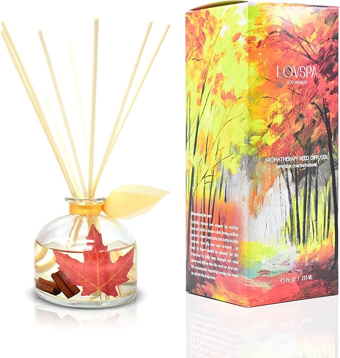 Reed Diffuser Set, Sugar & Spice Scented Oil Diffuser with Sticks, Home Fragrance Accessories for Bathroom Shelf Decor