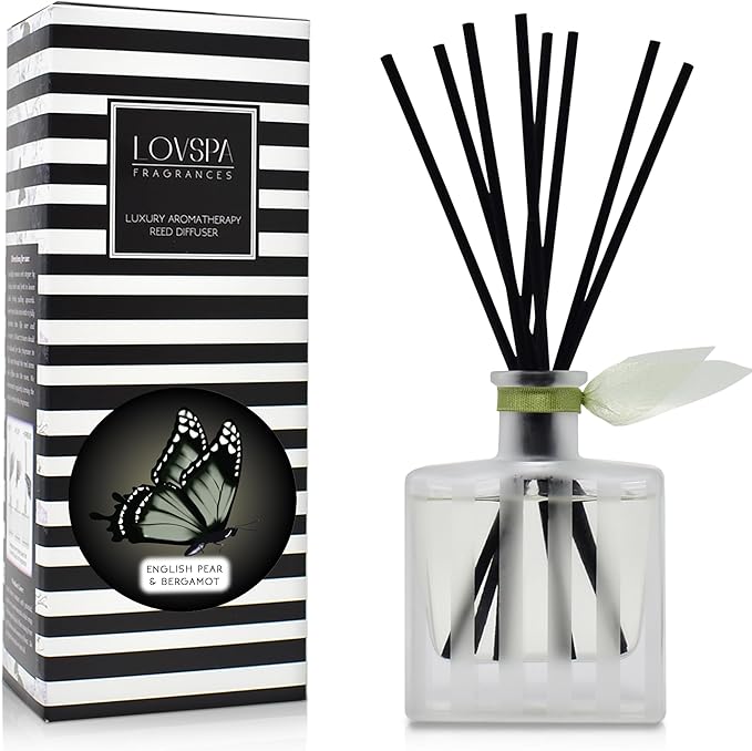 Reed Diffuser Set, Unwind Eucalyptus & Mint Scented Oil Diffuser with Sticks, Home Fragrance Accessories for Bathroom Shelf