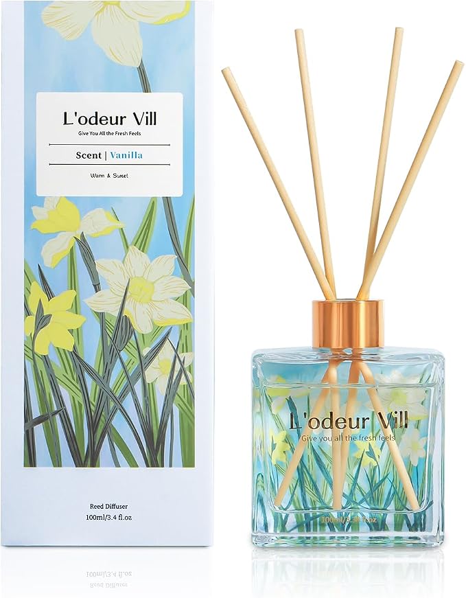 Reed Diffuser Set/Vanilla/3.38 fl.oz(100ML)/1 Pack with 6 Reed Sticks/Home Fragrance Diffuser, product image