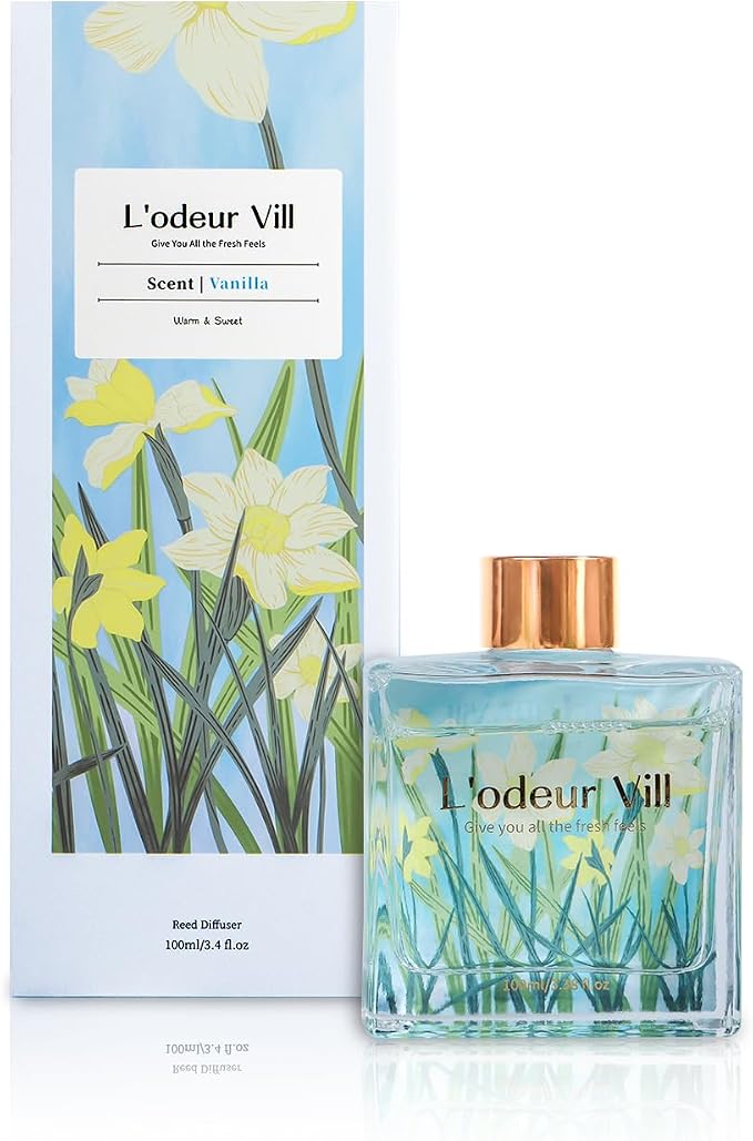 Reed Diffuser Set/Vanilla/3.38 fl.oz(100ML)/1 Pack with 6 Reed Sticks/Home Fragrance Diffuser, alternate product view 2