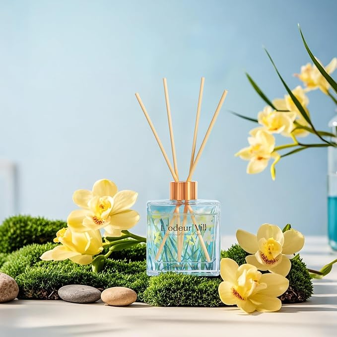 Reed Diffuser Set/Vanilla/3.38 fl.oz(100ML)/1 Pack with 6 Reed Sticks/Home Fragrance Diffuser, alternate product view 3