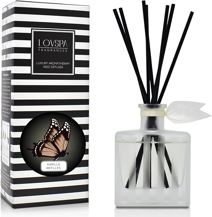 Reed Diffuser Set, Vanilla Antilles Scented Oil Diffuser with Sticks, Home Fragrance Accessories for Bathroom Shelf Decor