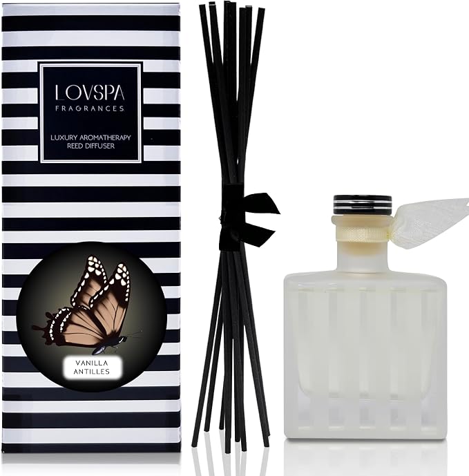 Reed Diffuser Set, Vanilla Antilles Scented Oil Diffuser with Sticks, Home Fragrance Accessories for Bathroom Shelf Decor