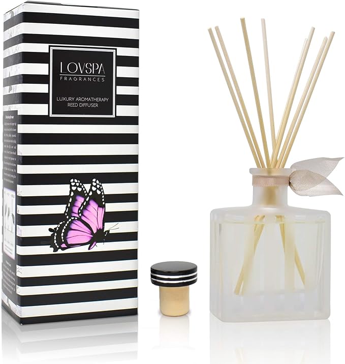Reed Diffuser Set, Vanilla & Patchouli Scented Oil Diffuser with Sticks, Home Fragrance Accessories for Bathroom Shelf Decor
