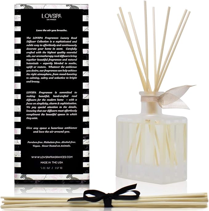 Reed Diffuser Set, Vanilla & Patchouli Scented Oil Diffuser with Sticks, Home Fragrance Accessories for Bathroom Shelf Decor
