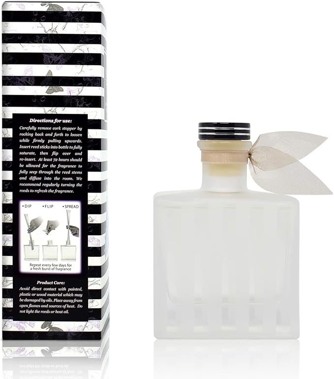 Reed Diffuser Set, Vanilla & Patchouli Scented Oil Diffuser with Sticks, Home Fragrance Accessories for Bathroom Shelf Decor