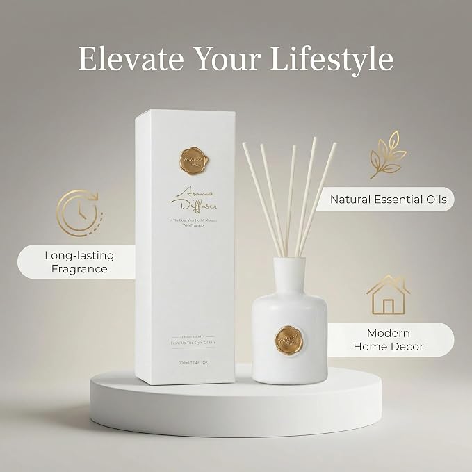 Reed Diffuser Set-White Musk-Strong Scent,Long-Lasting Evaporation with Natural Reed Sticks & Essential Oils, alternate