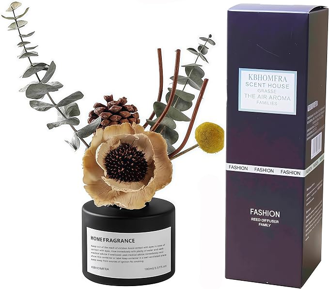 Reed Diffuser Set with Dried Flowers, 3.38fl.oz Fragrance Diffuser with Sticks, Scented Sticks Aroma Diffuser, product image
