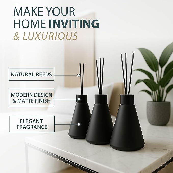 Reed Diffuser Sets (50ml) - 3 Pack White Flower Scent Bathroom Diffuser, Elegant Reed Diffuser for Shelf Decor, alternate