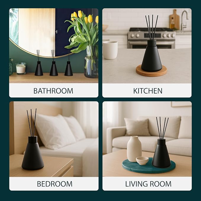 Reed Diffuser Sets (50ml) - 3 Pack White Flower Scent Bathroom Diffuser, Elegant Reed Diffuser for Shelf Decor, alternate