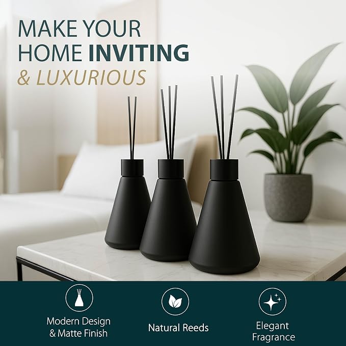 Reed Diffuser Sets (50ml) - 3 Pack White Flower Scent Bathroom Diffuser, Elegant Reed Diffuser for Shelf Decor, alternate