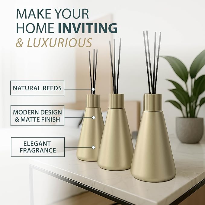 Reed Diffuser Sets (50ml) - 3 Pack White Flower Scent Bathroom Diffuser, Elegant Reed Diffuser for Shelf Decor, alternate