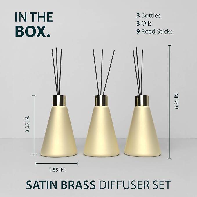 Reed Diffuser Sets (50ml) - 3 Pack White Flower Scent Bathroom Diffuser, Elegant Reed Diffuser for Shelf Decor, alternate