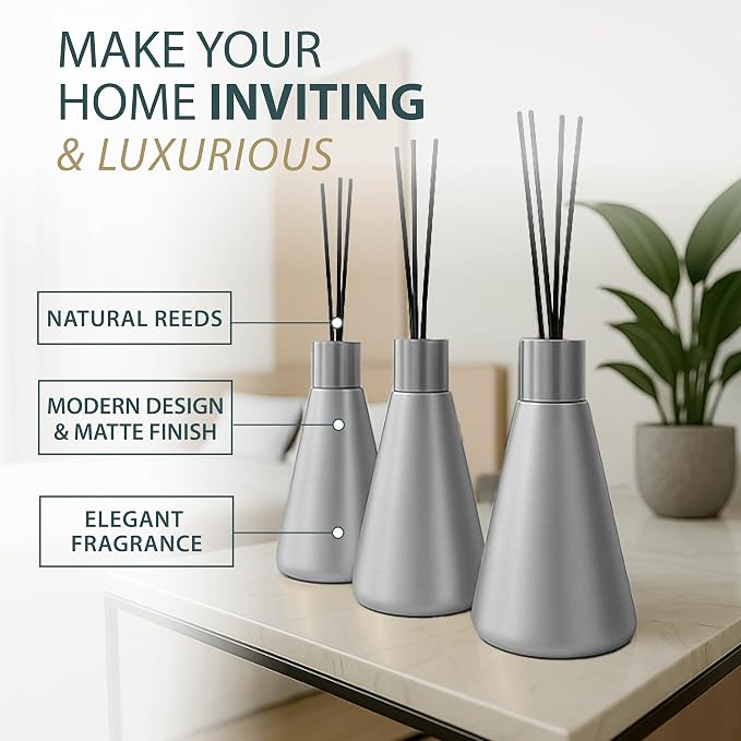 Reed Diffuser Sets (50ml) - 3 Pack White Flower Scent Bathroom Diffuser, Elegant Reed Diffuser for Shelf Decor, alternate