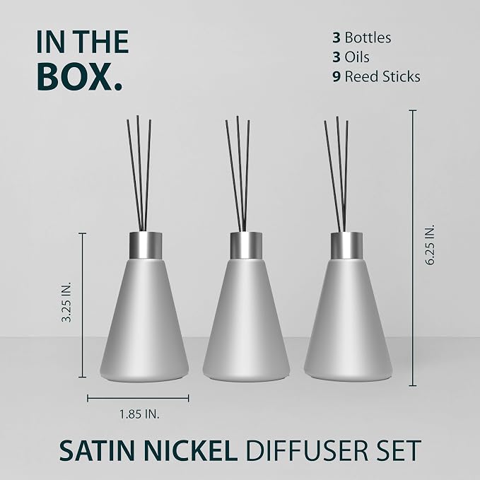 Reed Diffuser Sets (50ml) - 3 Pack White Flower Scent Bathroom Diffuser, Elegant Reed Diffuser for Shelf Decor, alternate