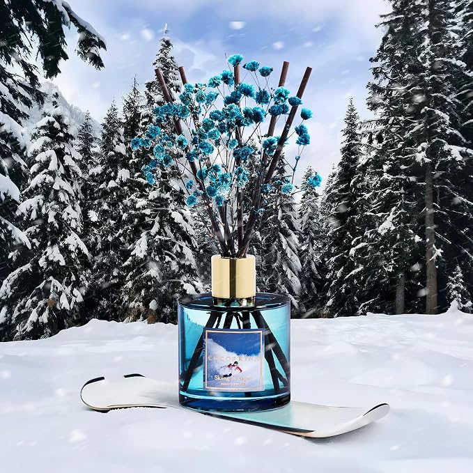 Reed Diffuser - Skiing in Aspen Reed Diffuser Set with 8 Sticks & Preserved Baby's Breath, alternate product view 3