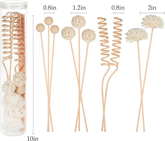 Reed Diffuser Stick, 10Pcs 10Inch Natural Rattan Flower Reed Fragrance Diffuser Set, alternate product view 2