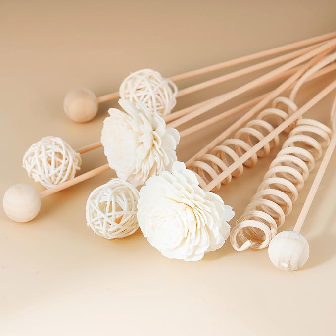 Reed Diffuser Stick, 10Pcs 10Inch Natural Rattan Flower Reed Fragrance Diffuser Set, alternate product view 5