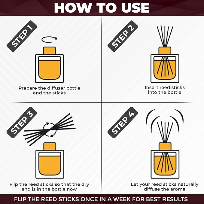 Reed Diffuser Sticks – 100 pcs of Black Rattan Essential Oil Aroma Refill Wood Sticks for Spa, Fragrance, Aromatherapy (24 cm