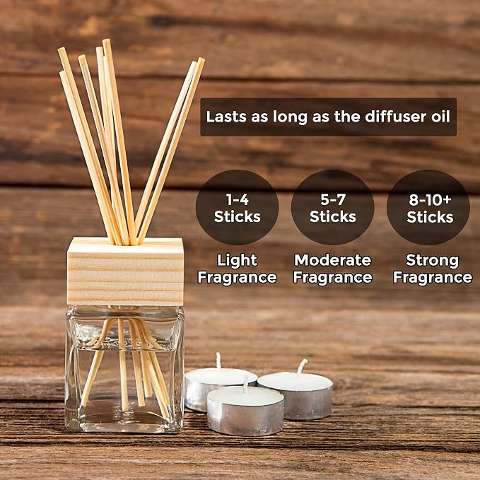 Reed Diffuser Sticks – 100 pcs of Black Rattan Essential Oil Aroma Refill Wood Sticks for Spa, Fragrance, Aromatherapy (24 cm