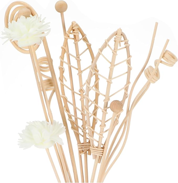 Reed Diffuser Sticks,12pcs Natural Rattan Flower Reed Fragrance Diffuser Set for Home Decor Long-Lasting Rattan Sticks for