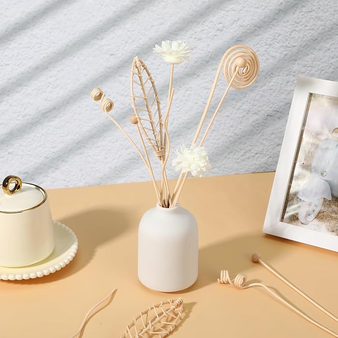 Reed Diffuser Sticks,12pcs Natural Rattan Flower Reed Fragrance Diffuser Set for Home Decor Long-Lasting Rattan Sticks for