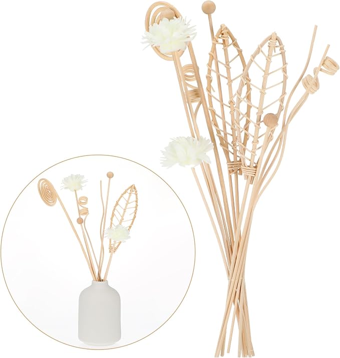 Reed Diffuser Sticks,12pcs Natural Rattan Flower Reed Fragrance Diffuser Set for Home Decor Long-Lasting Rattan Sticks for