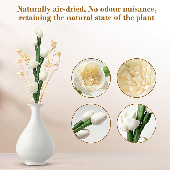 Reed Diffuser Sticks,Reed Diffuser Sticks Flowers,Reed Diffusers for Home,Bathroom Diffuser,Diffuser Set with Sticks,Natural