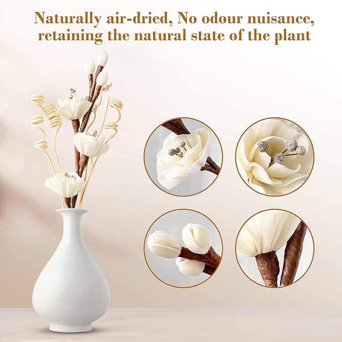 Reed Diffuser Sticks,Reed Diffuser Sticks Flowers,Reed Diffusers for Home,Bathroom Diffuser,Diffuser Set with Sticks,Natural
