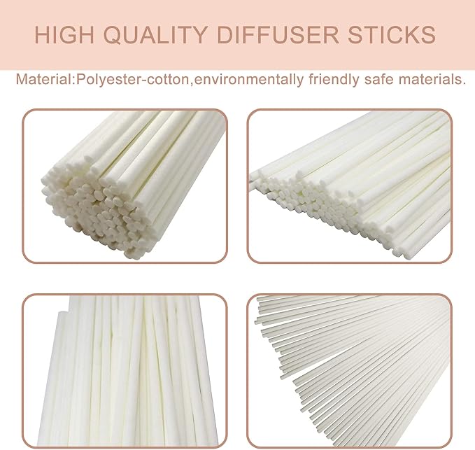 Reed Diffuser Sticks- White Fiber Diffuser Sticks-Fiber Reed Diffuser Replacement Refill Sticks(50pcs,7.5" x 3.5mm)