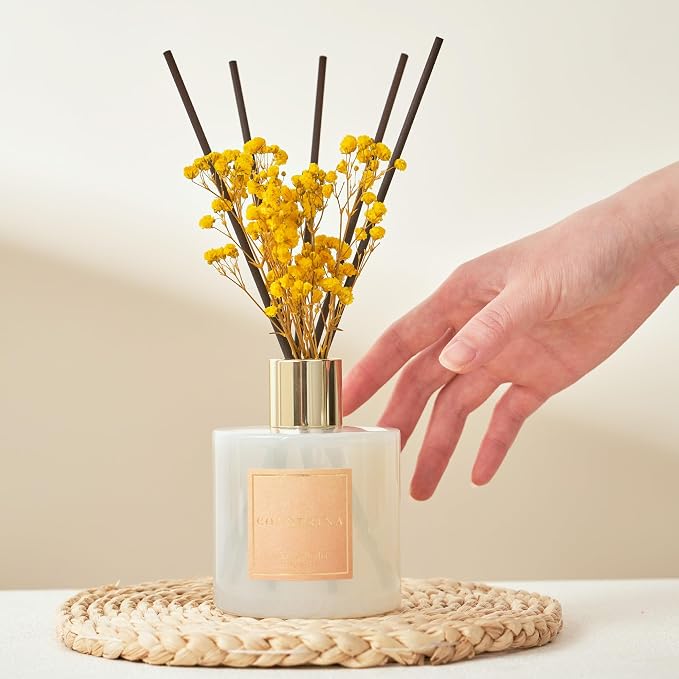 Reed Diffuser - Warm Vanilla Scented Diffuser with 8 Sticks Home Fragrance Reed Diffuser for Bathroom Shelf Decor, alternate
