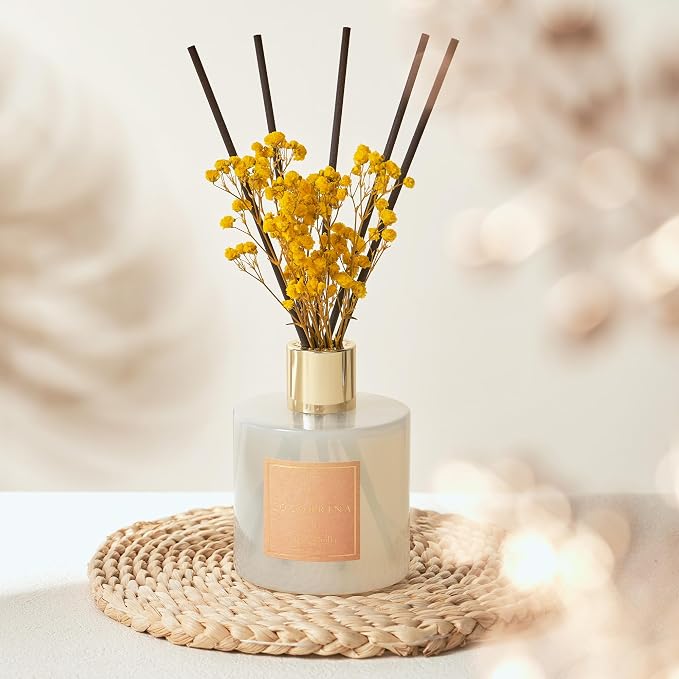 Reed Diffuser - Warm Vanilla Scented Diffuser with 8 Sticks Home Fragrance Reed Diffuser for Bathroom Shelf Decor, alternate